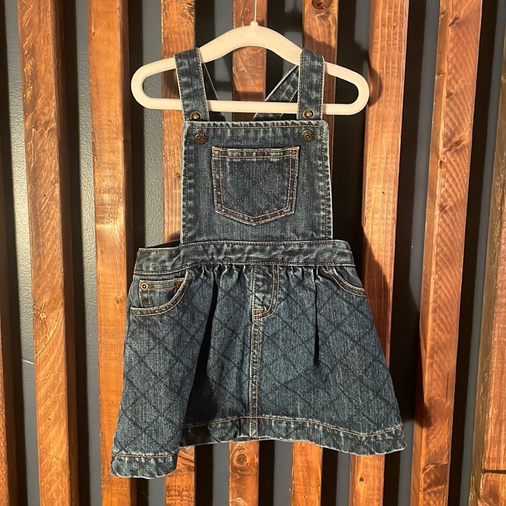 Ralph Lauren Baby Girl Denim Jumper Dress Blue Criss-cross Back size 18 months